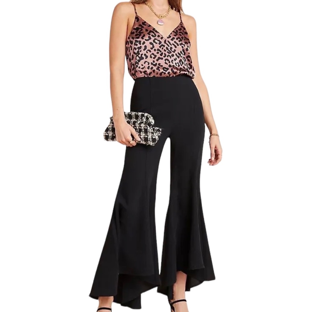 Anthropologie Zinnia Flare Trousers Black 14 Nwt